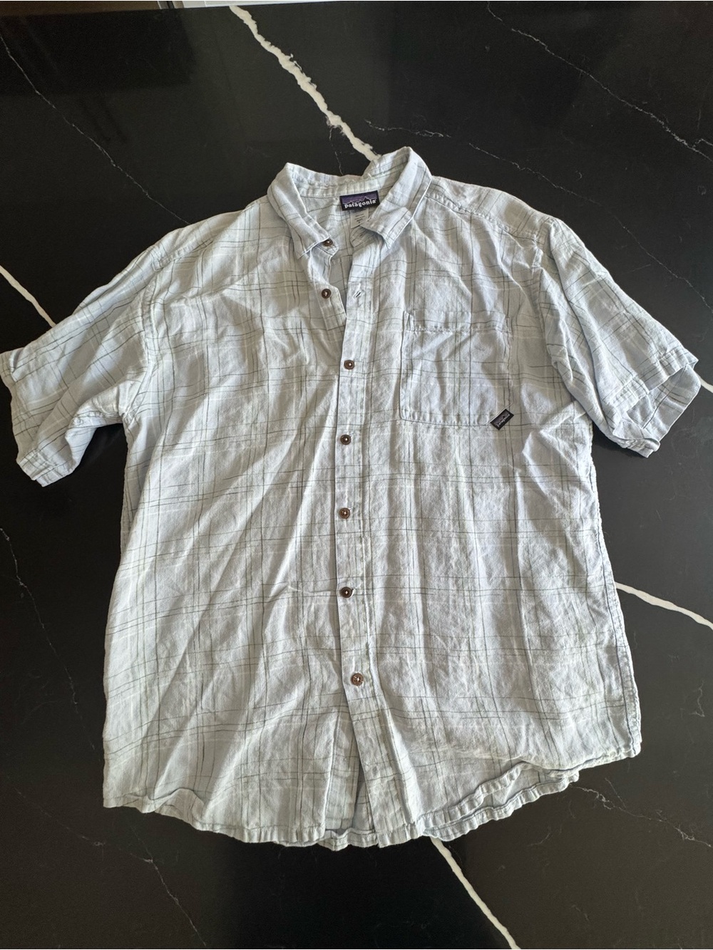 Patagonia Light Blue Short-Sleeve Button-Down Shirt